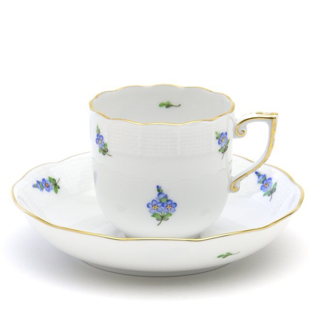 Herend Coffee Cup & Saucer Forget-me-not Hand-Painted Porcelain Mocha Cup Western Tableware Floral Pattern Coffee Bowl Dish Tableware Made in Hungary Brand New Herend, tea utensils, Cup and saucer, Coffee cup
