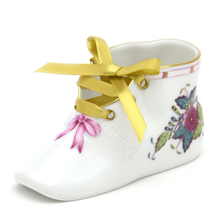 Art hand Auction Herend Shoe Shape Ornament Apony Flower Baby Shoes Handmade Hand Painted Porcelain Ornament Free Shipping Made in Hungary New Herend, interior accessories, ornament, others