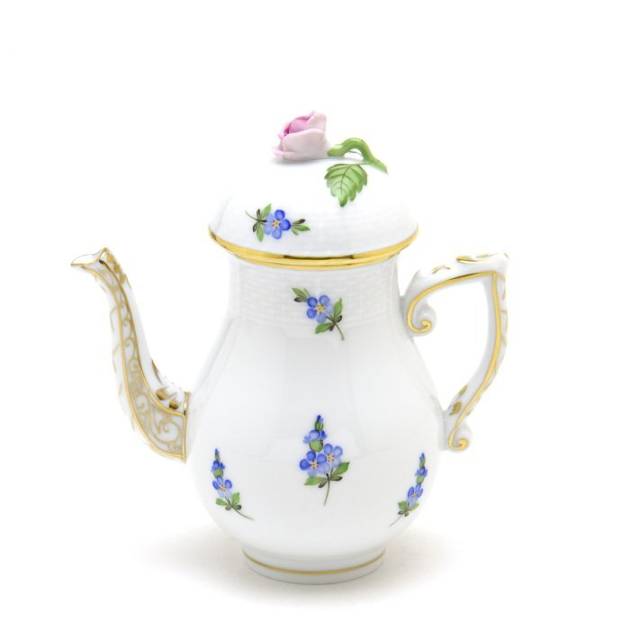 Herend Cafetera (Mini) Nomeolvides Decoración de rosas Hecha a mano Porcelana pintada a mano Vajilla occidental Vajilla Nomeolvides Hecho en Hungría Nuevo Herend, vajilla occidental, utensilios de té, maceta