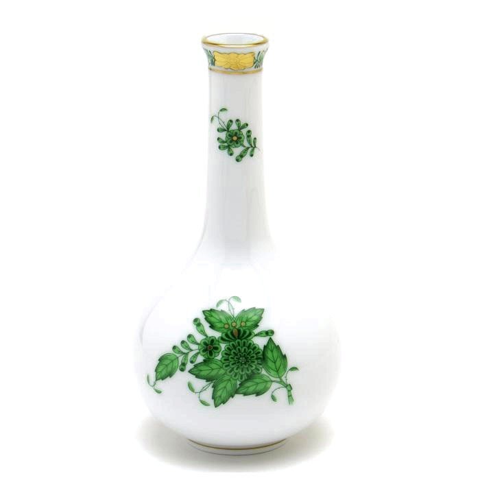 Herend Apony Vert Vase à fleurs simples (07104) Vase peint à la main en porcelaine décorative Vase à fleurs Base Ornement Fabriqué en Hongrie Nouveau Herend, meubles, intérieur, accessoires d'intérieur, vase
