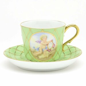 Art hand Auction Herend Coffee Cup & Saucer Humboldt (Green) Hand Painted Porcelain Western Tableware Signed by the Master Painter Made in Hungary New Herend, tea utensils, Cup and saucer, Coffee cup