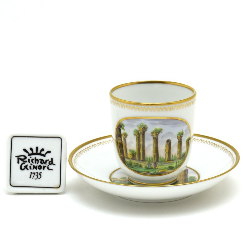 [Limited] Richard Ginori Coffee Cup Ancient Ruins Brand Logo Stand for Shop Brand New, tea utensils, Cup and saucer, Coffee cup