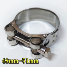 即決新品/バイク 汎用 マフラー 固定バンド リング 48ｍｍ-51ｍｍ ステンレス マフラーバンド クランプ サイレンサー 締め付けバンド_画像1