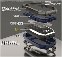 新品即決 トヨタ メタル TPU 紺 キーケース キーカバー 新型 プリウス60 アクア130MXPK ハリアー80 GR ヤリスクロス10 シエンタ70 マークX_画像3