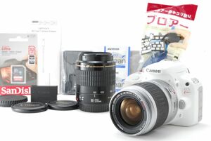 美品 Canon キヤノン EOS Kiss X7 ホワイト ダブルズームレンズセット 32GB SDカード、おまけ付 1ヶ月保証