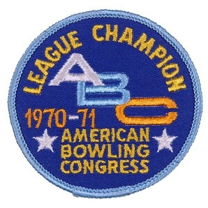 JA18 70s ABC LEAGUE CHAMPION 1970-71 ボウリング 丸形 ワッペン パッチ ロゴ エンブレム アメリカ 米国 USA 輸入雑貨の画像1