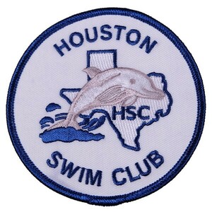 ZH08 HOUSTON SWIM CLUB イルカ 刺繍 丸形 ワッペン パッチ ロゴ エンブレム アメリカ 米国 USA 輸入雑貨