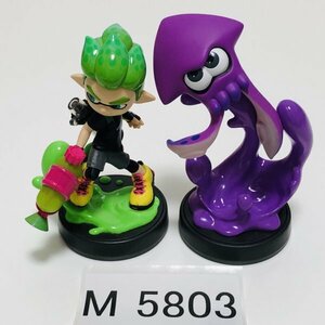 M5803 ●中古 即決●amiibo ボーイ ネオングリーン + イカ ネオンパープル (アミーボ スプラトゥーン)●Splatoon