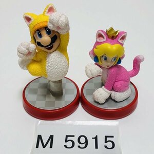 M5915 ●中古 美品 即決●amiibo ネコマリオ + ネコピーチ セット (アミーボ スーパーマリオシリーズ 3Dワールド)●