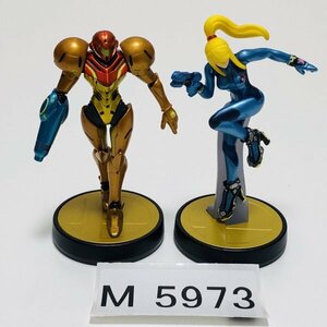 M5973 ●中古 美品 即決●amiibo サムス + ゼロスーツサムス 2種セット (メトロイド アミーボ 大乱闘スマッシュブラザーズ)●