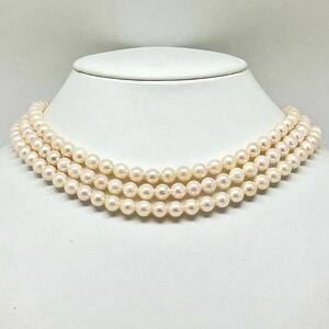 ［アコヤ本真珠ネックレス3点おまとめ］A 約75.3g 約6.5-7mm珠パール pearl necklace accessory jewelry シルバー silver DA0 ④