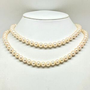 ［アコヤ本真珠ネックレス2点おまとめ］A 約64g 約7.5-8mm珠パール pearl necklace accessory jewelry シルバー silver DA0 ⑥