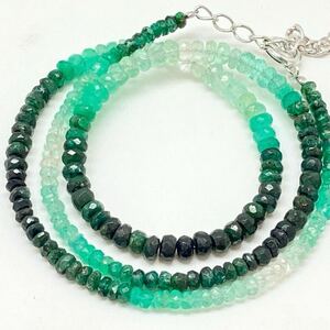 ［天然エメラルドネックレス］A 約11g 40.5cm emerald beryl ベリル necklace ジュエリー jewelry アクセサリー 色石 カラーストーン DA0