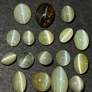 ［天然クリソベリルキャッツアイ17点おまとめ14ct］A ルース 裸石 猫目石 cats eye 宝石 ジュエリー chrysoberyl 