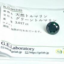 ［天然グリーントルマリン3.017ct］M 約9.1×9.1mmソーティング付 ルース 裸石 宝石 ジュエリー green tourmaline _画像3