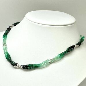 K18WG!!［天然エメラルドネックレス61.50ct］A 約14.5g 42cm emerald beryl ベリル necklace ジュエリー jewelry アクセサリー 色石 EB5の画像2