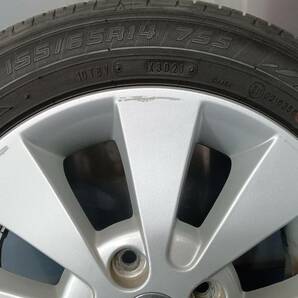 ★8-9分山★21年製★ ダンロップDIGI-TYRE EC202 155/65R14 スズキ純正ホイール 14×4.5J +45 4H-100 4本セット E681の画像7