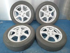 ★8-8.5分山★21年製★ PRACTIVA 155/65R14　社外ホイール 14×4.5J +45 4H-100 4本セット 軽自動車等　E711