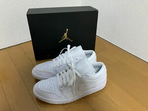 2回使用 ナイキ エア ジョーダン 1 ロー トリプルホワイト NIKE AIR JORDAN 1 LOW WHITE/WHITE US9 27センチ 553558-136 エアジョーダン