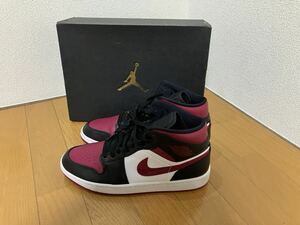 1回使用 ナイキ エア ジョーダン 1 ミッド ノーブルレッド NIKE AIR JORDAN 1 MID US9.5 27.5センチ 554724-066 エアジョーダン