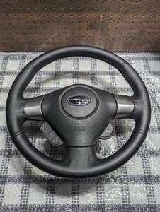 SUBARU　レガシィ　レガシィツーリングワゴン　BP5　 BL5 後期モデル　純正ステアリング　本革 巻き替え品 美品　