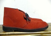 Clarks(クラークス).スエード レザー デザート ブーツ 8.5(26.5/赤茶/DESERT BOOT/上質.牛革/プレーントゥ/ラバーソール/モッズ/トラッド)_画像3