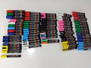 即決\3500 USED 中古 ポスカ POSCA カラーいろいろ　■極太（3本）■太字（6本）■中字（39本）■極細（43本） 合計91本