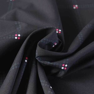 ♪ポリエステルドビーオックス幾何ドットチェックプリント 黒ｘグレー 巾：135cm♪5m[9768]