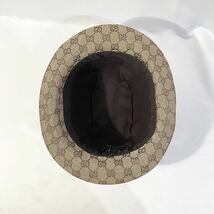 【美品】 正規品 グッチ XL バケットハット GGキャンバス シェリーライン 帽子 GUCCI ベージュ 大きいサイズ 大きめ ゴールド金具 ロゴ金具_画像7