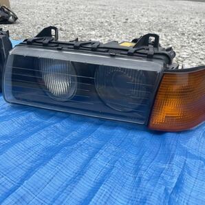 BMW E36 ヘッドライト ウインカー 左右中古 63128353596 631283535969 0301087656 031087655ヘッドランプ ハロゲンライト 318i 320i 325i の画像3