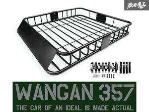 ※WANGAN357 ルーフキャリア ルーフバスケット 116 x 99 x 16cm ラゲージラック ルーフラック 汎用 ブラック 黒 スチール製 新品 在庫あり!