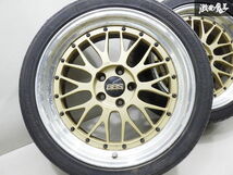 ●【歪み無し! 希少!!】 BBS LMP079 LMP084 18インチ 9J +35 +20 PCD114.3 5H ホイール 4本 タイヤ付 GWNC34 ステージア にて使用 棚W-4_画像3