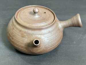 【長期保管品】名工 小川甚八 笠間焼 南蛮砲口横手急須 煎茶道具 茶器 焼物