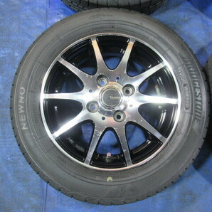 激安即決！Varese 13-4B 4H/100 ET42 ＋ BRIDGESTONE 155/65R13 2022年製 中古4本 ワゴンR ラパン アルト セルボ パレット T008385の画像5