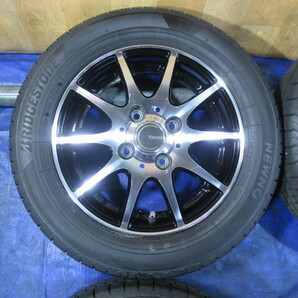 激安即決！Varese 13-4B 4H/100 ET42 ＋ BRIDGESTONE 155/65R13 2022年製 中古4本 ワゴンR ラパン アルト セルボ パレット T008385の画像3