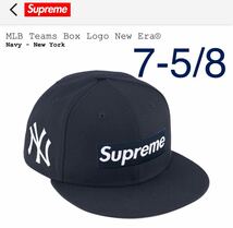 【新品】supreme MLB Teams Box Logo New Era New York Yankees 7 5/8 の60.6cm NAVY シュプリーム ニューエラ ヤンキース ネイビー_画像1