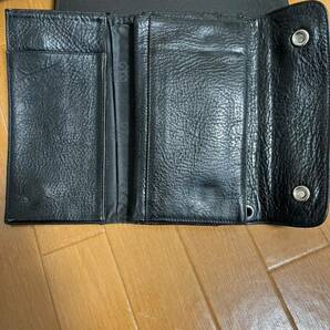 【美品】 国内正規 CHROME HEARTS WAVE WALLET HEAVY LEATHER クロムハーツ ウェーブ ウォレット 財布 ブラック インボイス原本付属 長財布の画像5