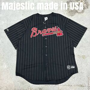 90s USA製 majestic MLB Braves ベースボールシャツ