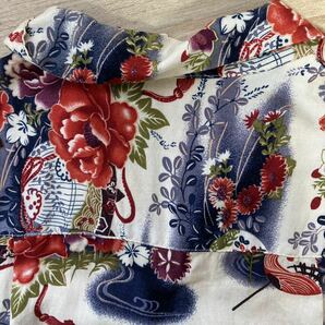 HONOLULU  アロハシャツ メンズMサイズ 古着 花柄 うちわ柄 長期保管品 ヴィンテージ品の画像9
