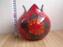 イタリア製 マヨリカ焼　フラワーベース　花瓶　鮮やかな赤色 つぼみ型　ハンドペイント 希少品　長期保管品_画像9