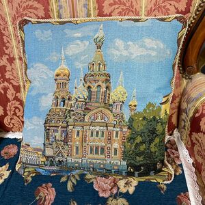 世界遺 ゴブラン織　世界遺サンクトペテルブルク教会 西洋風クッションカバー