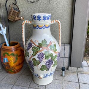 イタリア　ガーデニング　ぶどう柄　花瓶　大きな壺