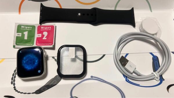 美品　動作確認　Apple Watch Series 6 GPS 44mm スペースグレイアルミニウム　新品ベルトとケーブルケース