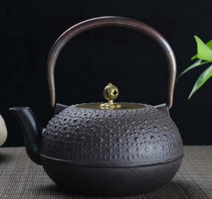 老鉄瓶 提梁壺★新品 茶道具 銅製蓋 銅製取っ手 対応 鉄やかん 鉄分補給 鉄びん★1.8L