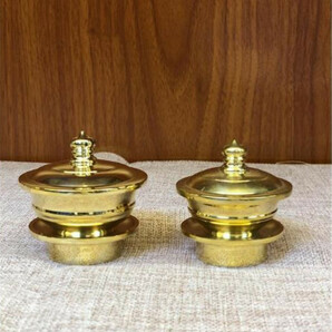 「密教 法具 寺院用仏具」洒水器、塗香器二器セット 真鍮製の画像1