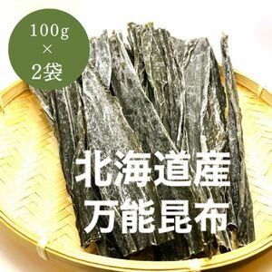 北海道産天然昆布　なが根昆布（100ｇ×2袋）万能昆布　昆布出汁