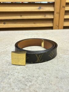 T009 【LOUIS VUITTON ルイ ヴィトン】 モノグラム サンチュール キャレベルト M6801W メンズ ゴールドカラー 85/34　中古