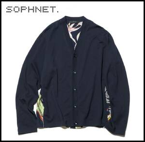 SOPHNET ソフネット 22SS L/S ALOHA PANELED CARDIGAN ボタニカル アロハ 総柄 切替 コットン ニット カーディガン M uniform experiment