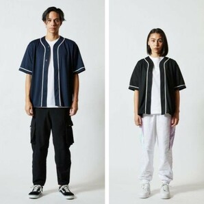 ベースボールシャツ XXL ブラック ホワイト 野球 ユニフォーム 無地 半袖シャツ ドライ素材 吸水 速乾 定番 ドライ A2031 2XL 3L 黒の画像5