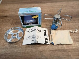 CAMPING gaz キャンピングガス マウンテンコンロ BLEUET 270micro 風防皿付き ガスコンロ アウトドア 未確認 中古 保管 現状品 k1017